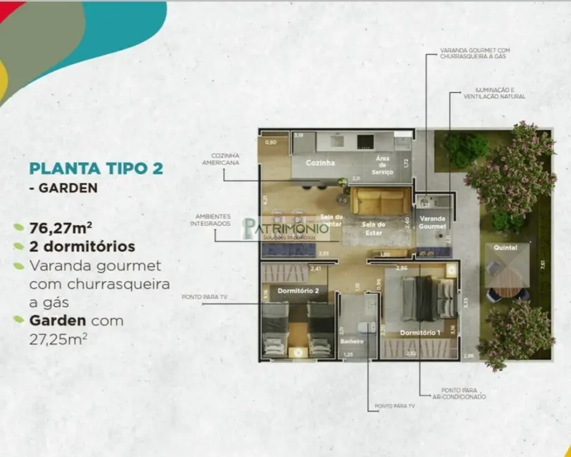 Foto 3 de Apartamento com 2 quartos à venda, 49m2 em Jaguariuna - SP