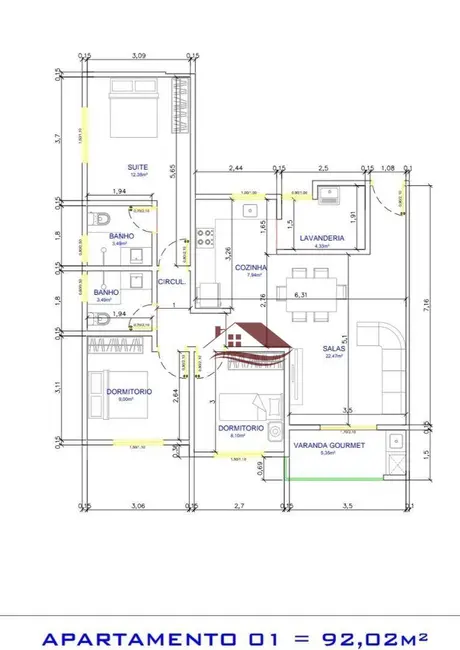 Foto 4 de Apartamento com 3 quartos à venda, 93m2 em São Carlos, Pouso Alegre - MG