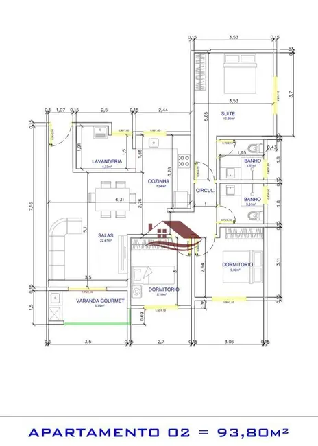Foto 5 de Apartamento com 3 quartos à venda, 93m2 em São Carlos, Pouso Alegre - MG