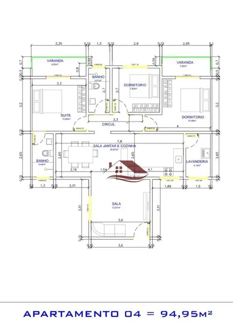 Foto 4 de Apartamento com 3 quartos à venda, 95m2 em São Carlos, Pouso Alegre - MG
