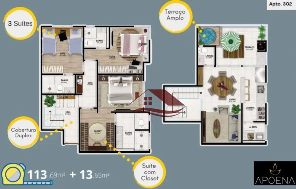 Cobertura com 3 quartos à venda, 128m2 em Pouso Alegre - MG - imagem 3 Foto 3 de Cobertura com 3 quartos à venda, 128m2 em Pouso Alegre - MG