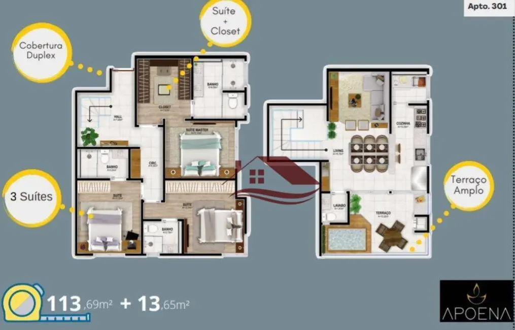 Cobertura com 3 quartos à venda, 128m2 em Pouso Alegre - MG - imagem 2 Foto 2 de Cobertura com 3 quartos à venda, 128m2 em Pouso Alegre - MG