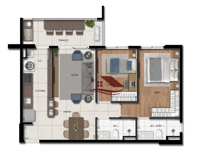 Foto 5 de Apartamento com 2 quartos à venda, 68m2 em Nossa Senhora Aparecida, Pouso Alegre - MG