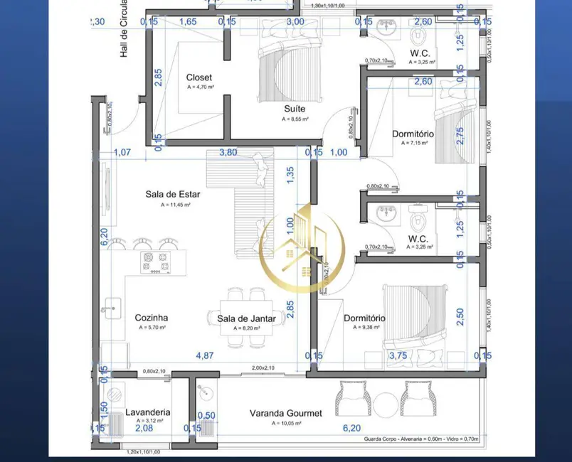 Foto 3 de Apartamento com 3 quartos à venda, 90m2 em Pouso Alegre - MG