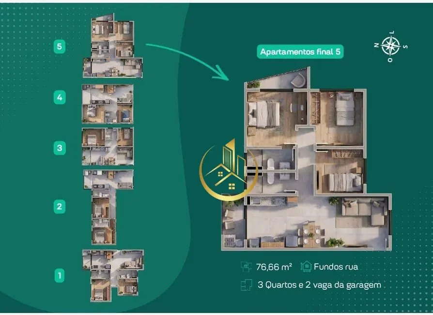 Foto 4 de Apartamento com 3 quartos à venda, 76m2 em Jardim Esplanada, Pouso Alegre - MG