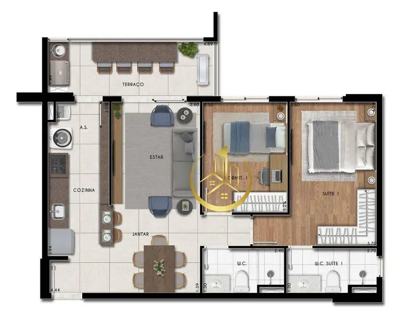 Foto 4 de Apartamento com 2 quartos à venda, 68m2 em Nossa Senhora Aparecida, Pouso Alegre - MG