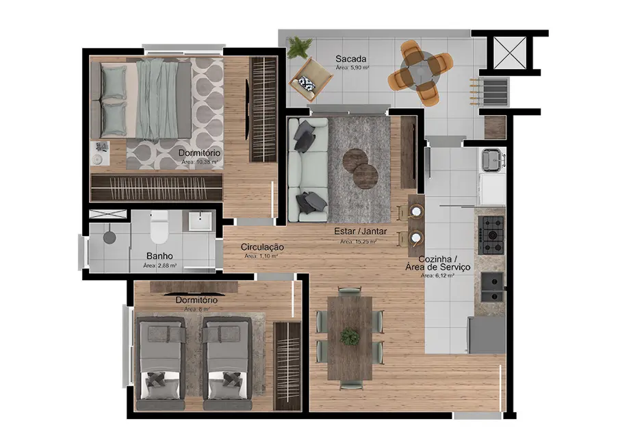 Foto 2 de Apartamento com 1 quarto à venda, 45m2 em Freitas, Sapucaia Do Sul - RS