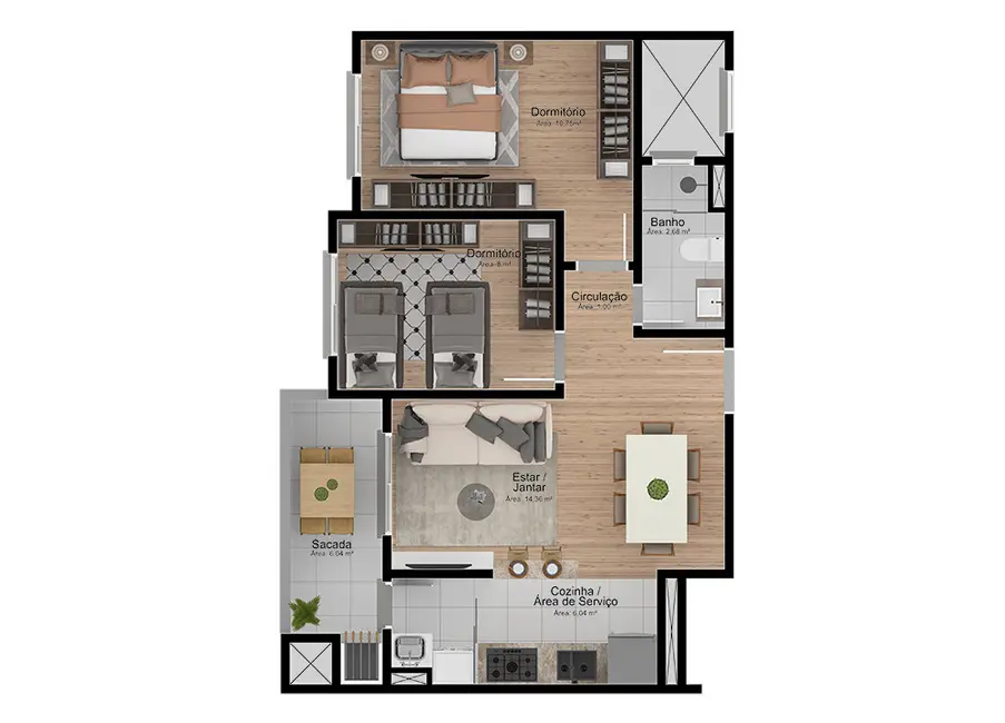 Apartamento com 1 quarto à venda, 45m2 em Freitas, Sapucaia Do Sul - RS - imagem 3 Foto 3 de Apartamento com 1 quarto à venda, 45m2 em Freitas, Sapucaia Do Sul - RS