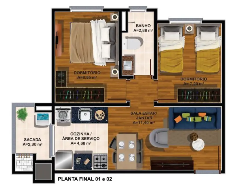 Apartamento com 2 quartos à venda, 43m2 em Caxias Do Sul - RS - imagem 8 Foto 8 de Apartamento com 2 quartos à venda, 43m2 em Caxias Do Sul - RS