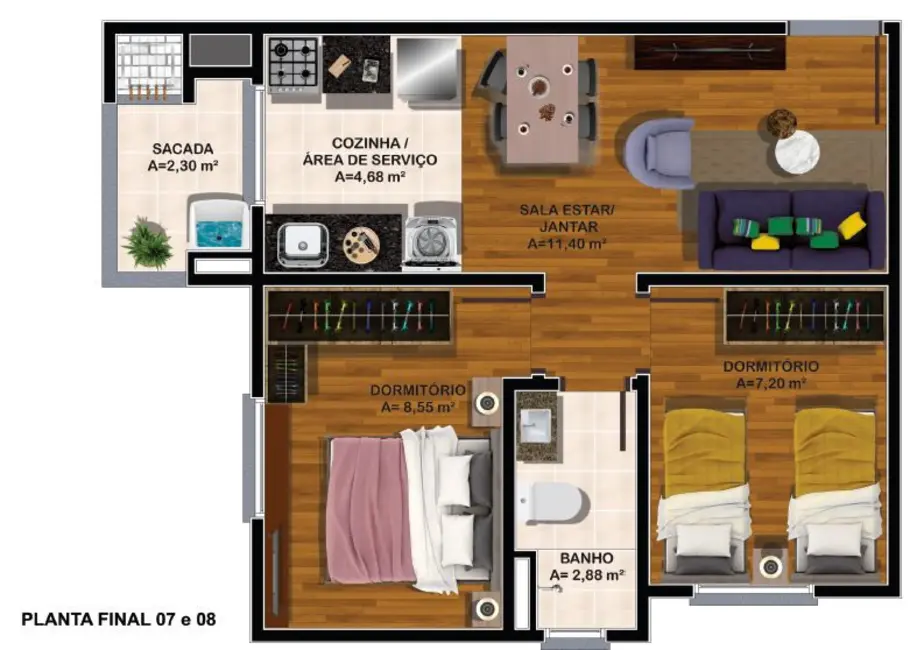 Apartamento com 2 quartos à venda, 43m2 em Caxias Do Sul - RS - imagem 6 Foto 6 de Apartamento com 2 quartos à venda, 43m2 em Caxias Do Sul - RS
