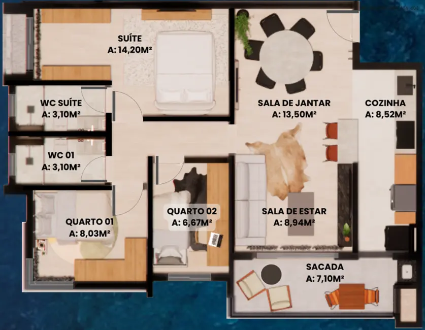 Foto 7 de Apartamento com 2 quartos à venda, 56m2 em Morro Alto, Guarapuava - PR