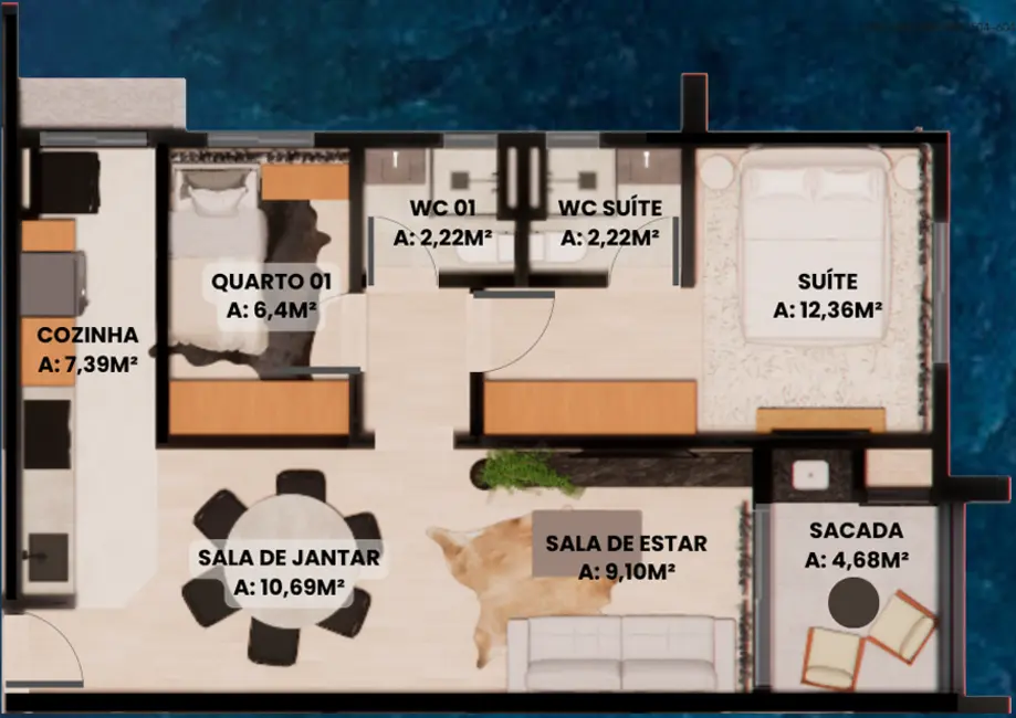 Foto 9 de Apartamento com 2 quartos à venda, 50m2 em Morro Alto, Guarapuava - PR