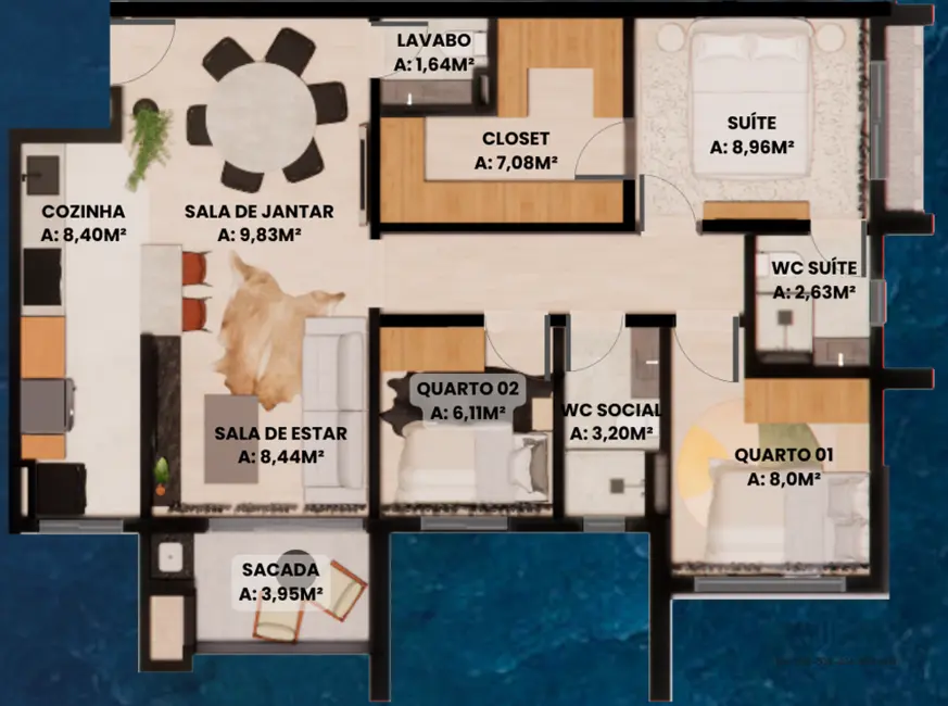 Foto 8 de Apartamento com 2 quartos à venda, 50m2 em Morro Alto, Guarapuava - PR