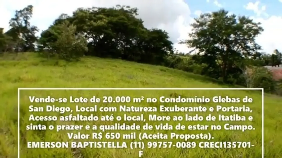Foto 9 de Terreno / Lote à venda, 20000m2 em Sítio da Moenda, Itatiba - SP