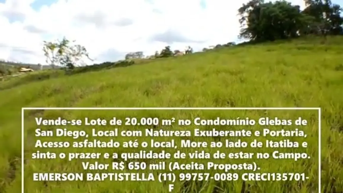 Foto 4 de Terreno / Lote à venda, 20000m2 em Sítio da Moenda, Itatiba - SP