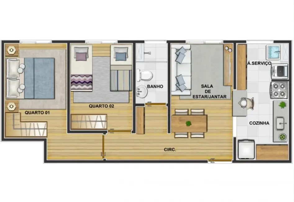 Apartamento com 2 quartos à venda, 52m2 em Vila Cruzeiro, Itatiba - SP - imagem 6 Foto 6 de Apartamento com 2 quartos à venda, 52m2 em Vila Cruzeiro, Itatiba - SP