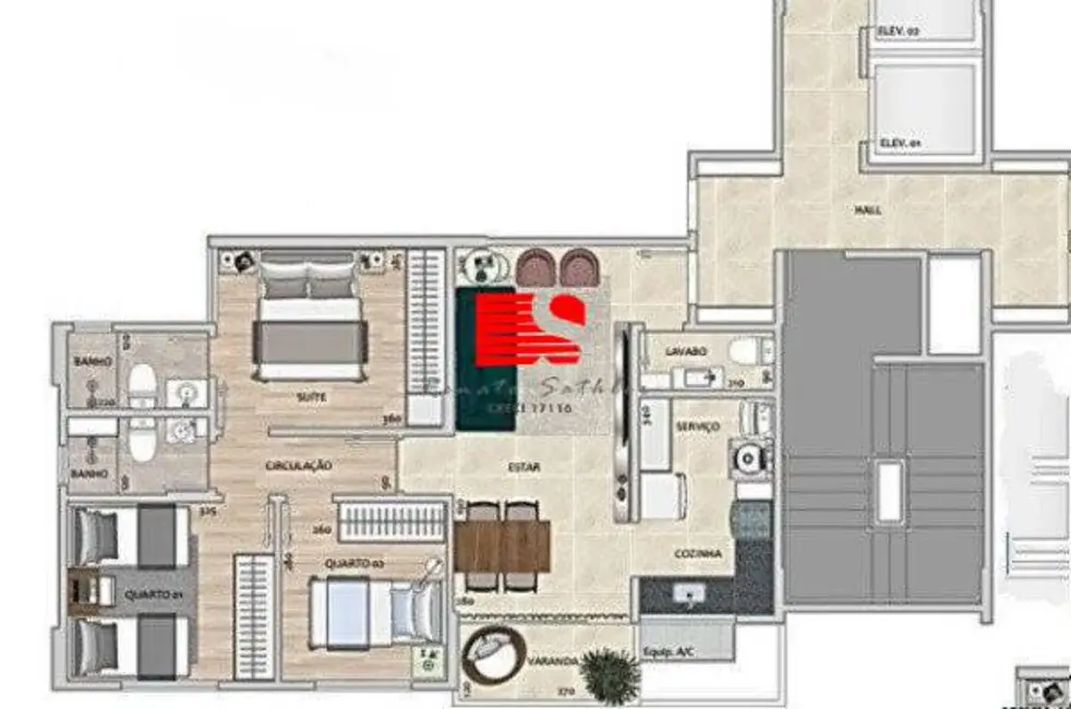 Foto 3 de Apartamento com 3 quartos à venda, 119m2 em São Lucas, Belo Horizonte - MG