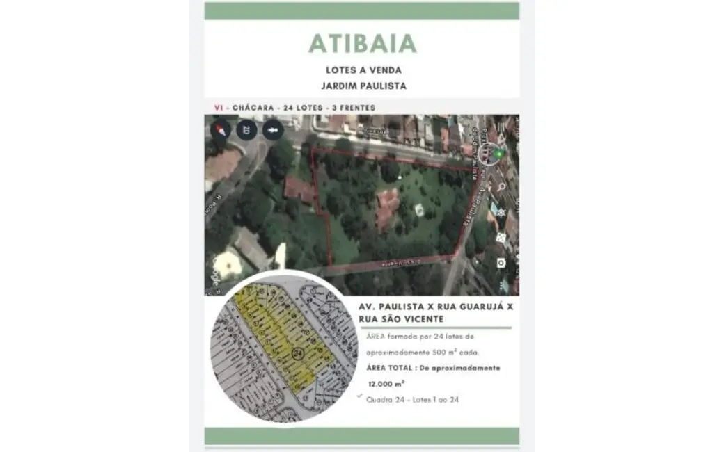 Foto 2 de Terreno / Lote à venda, 11500m2 em Jardim Paulista, Atibaia - SP