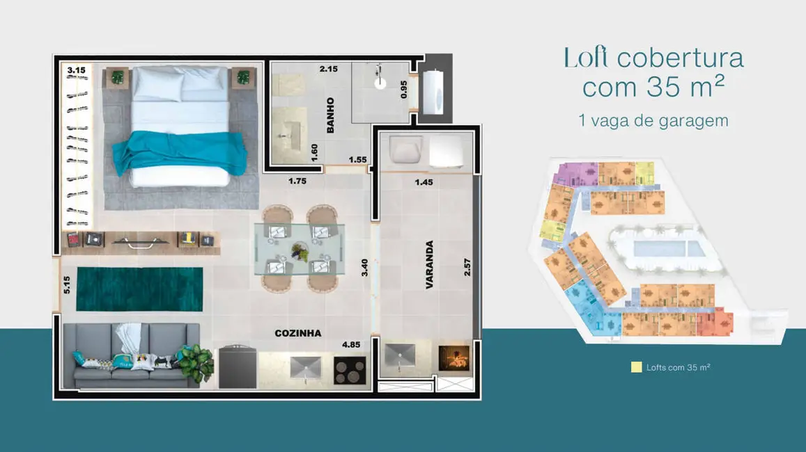 Foto 3 de Apartamento com 1 quarto à venda, 35m2 em Ubatuba - SP