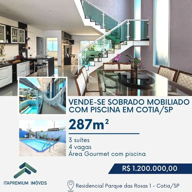 Foto 1 de Casa de Condomínio com 3 quartos à venda, 309m2 em Parque das Rosas, Cotia - SP