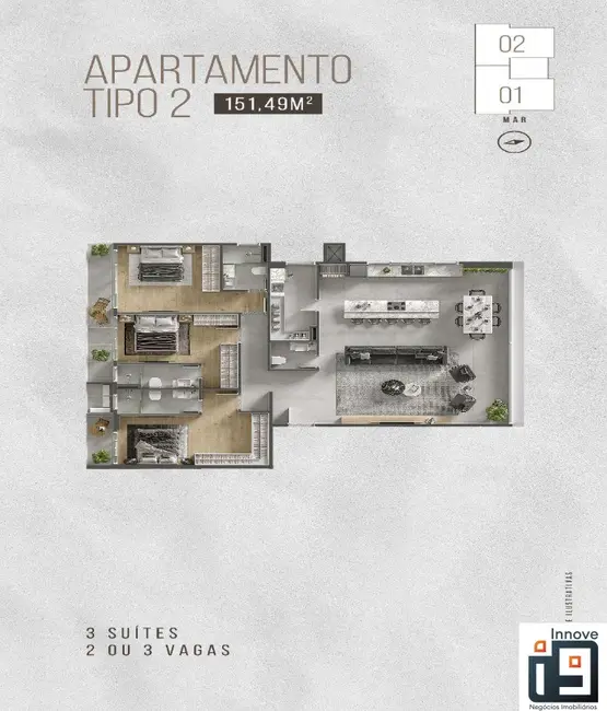 Apartamento com 3 quartos à venda, 158m2 em Barra Velha - SC - imagem 9 Foto 9 de Apartamento com 3 quartos à venda, 158m2 em Barra Velha - SC