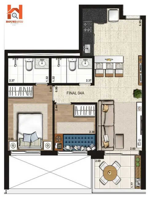 Apartamento com 2 quartos à venda, 58m2 em Água Branca, São Paulo - SP - imagem 4 Foto 4 de Apartamento com 2 quartos à venda, 58m2 em Água Branca, São Paulo - SP