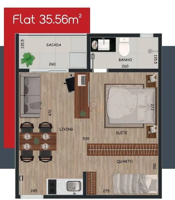 Loft / Flat com 1 quarto à venda, 62m2 em Residencial Tocantins, Rio Verde - GO - imagem 5 Foto 5 de Loft / Flat com 1 quarto à venda, 62m2 em Residencial Tocantins, Rio Verde - GO