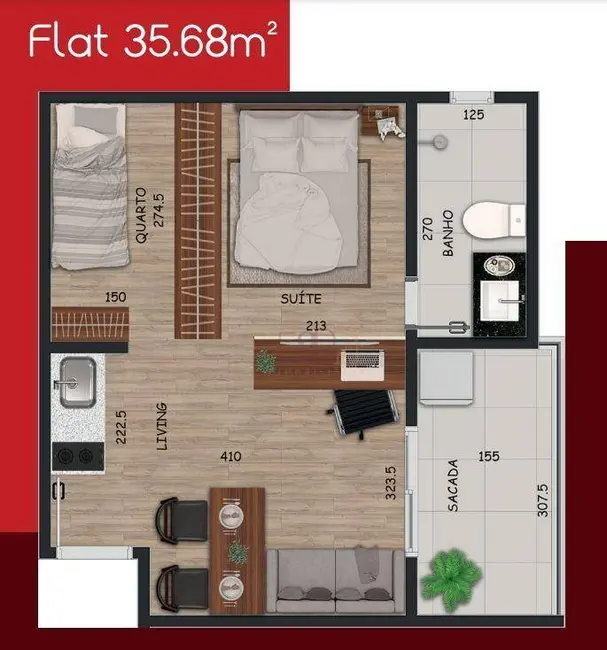 Loft / Flat com 1 quarto à venda, 62m2 em Residencial Tocantins, Rio Verde - GO - imagem 6 Foto 6 de Loft / Flat com 1 quarto à venda, 62m2 em Residencial Tocantins, Rio Verde - GO