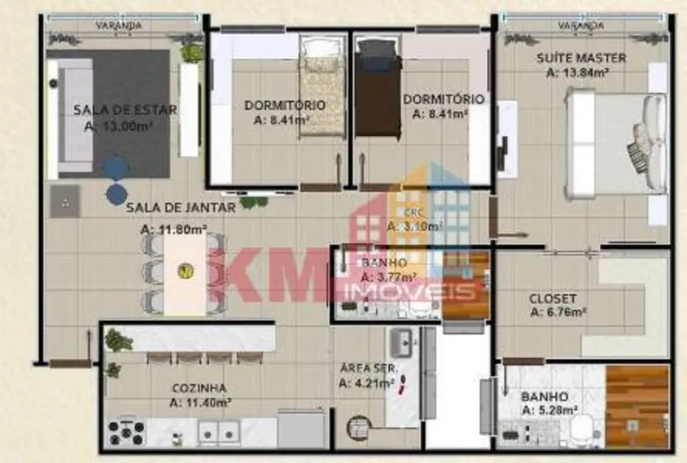 Foto 4 de Apartamento com 3 quartos à venda, 105m2 em Bela Vista, Mossoro - RN