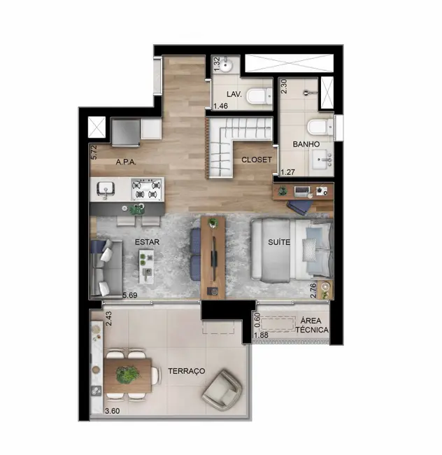 Foto 3 de Apartamento com 1 quarto à venda, 44m2 em Itaim Bibi, São Paulo - SP