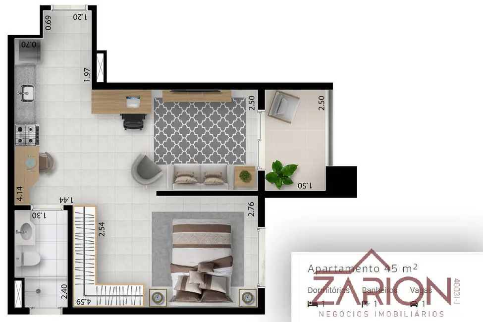 Foto 6 de Apartamento com 2 quartos à venda, 3846m2 em Loteamento Residencial e Comercial Bosque Flamboyant, Taubate - SP