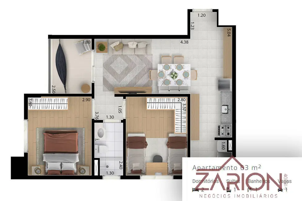 Foto 7 de Apartamento com 2 quartos à venda, 3846m2 em Loteamento Residencial e Comercial Bosque Flamboyant, Taubate - SP