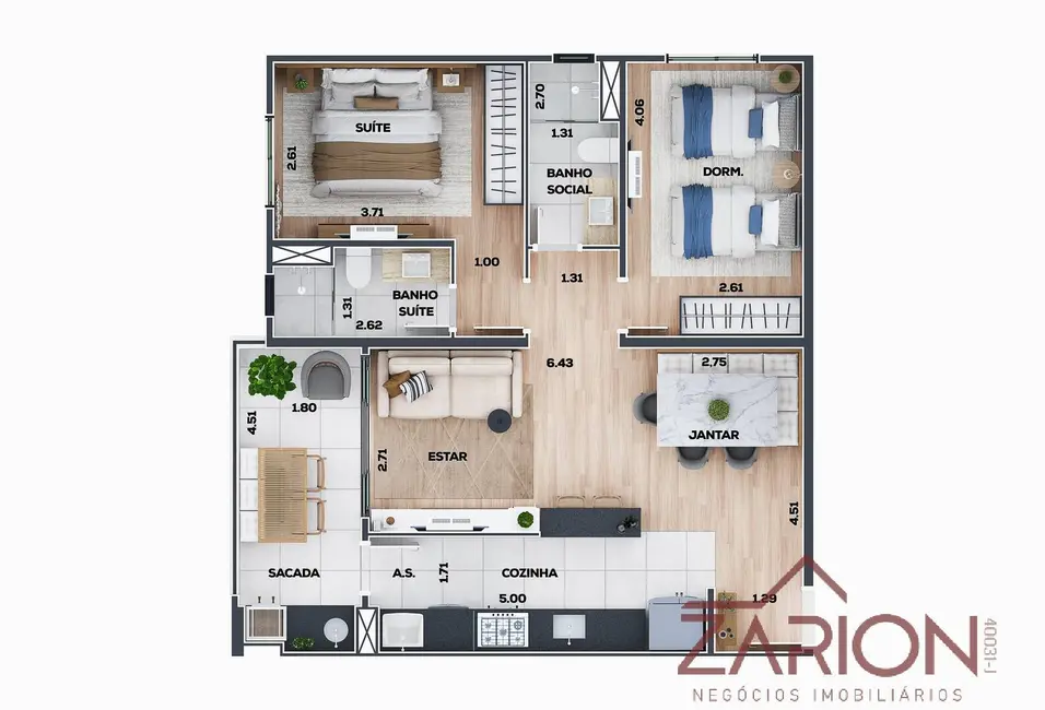 Foto 4 de Apartamento com 3 quartos à venda, 102m2 em Taubate - SP