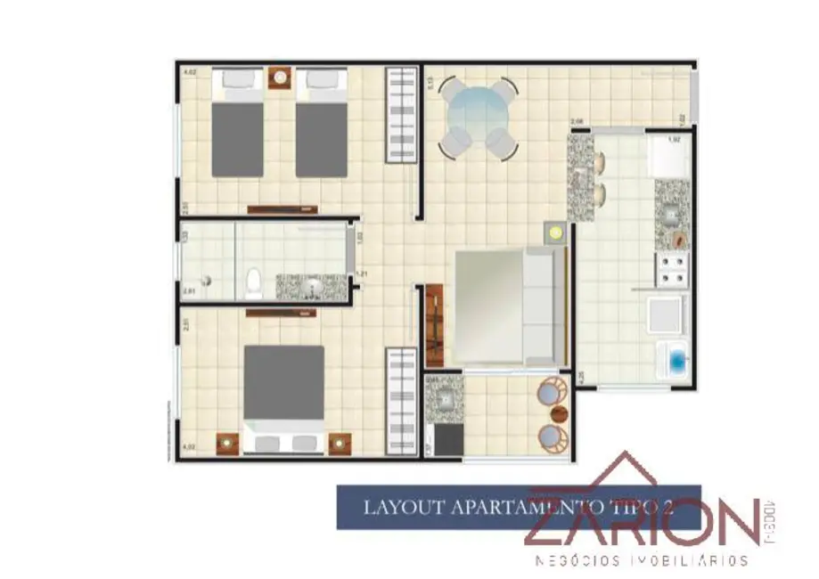 Foto 6 de Apartamento com 2 quartos à venda, 70m2 em Jardim Paulista, Taubate - SP