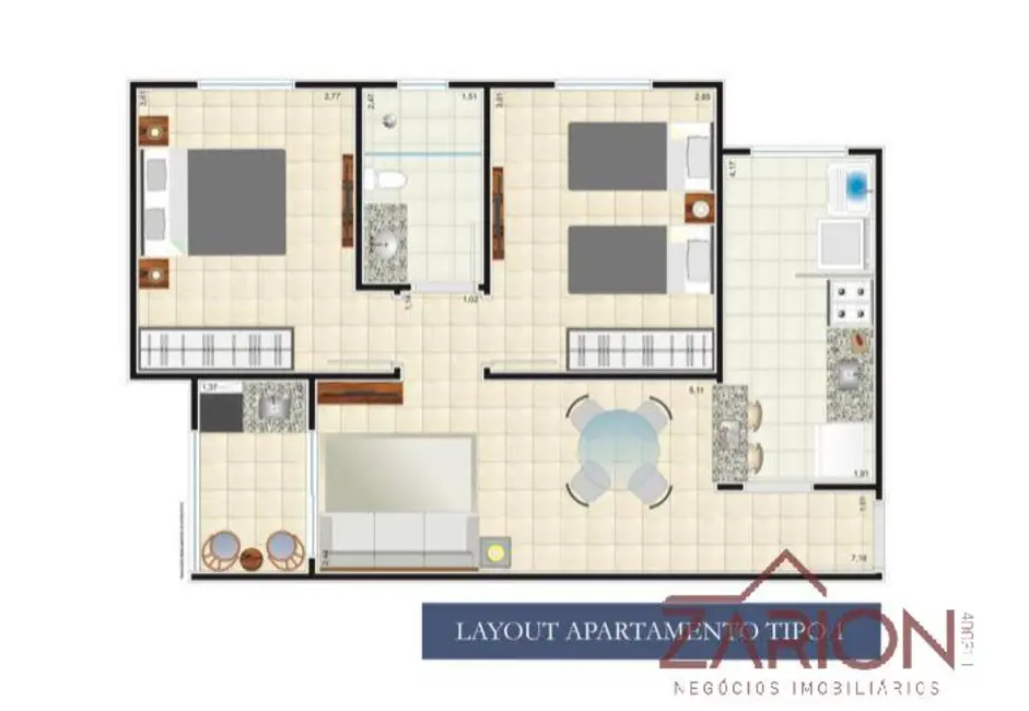 Foto 8 de Apartamento com 2 quartos à venda, 70m2 em Jardim Paulista, Taubate - SP