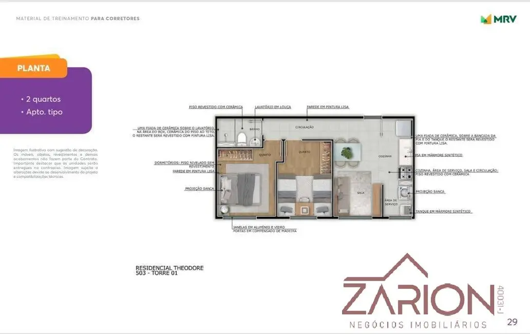 Foto 4 de Apartamento com 2 quartos à venda, 43m2 em Taubate - SP