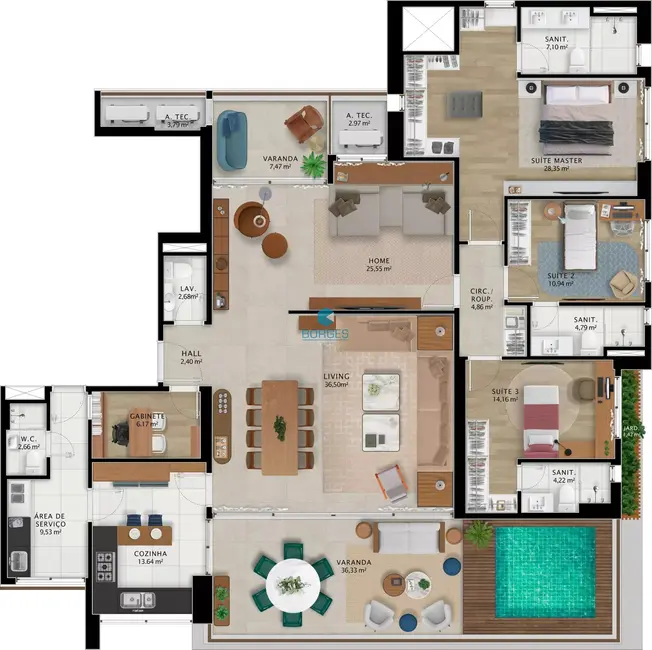 Apartamento com 3 quartos à venda, 226m2 em Horto Florestal, Salvador - BA - imagem 5 Foto 5 de Apartamento com 3 quartos à venda, 226m2 em Horto Florestal, Salvador - BA