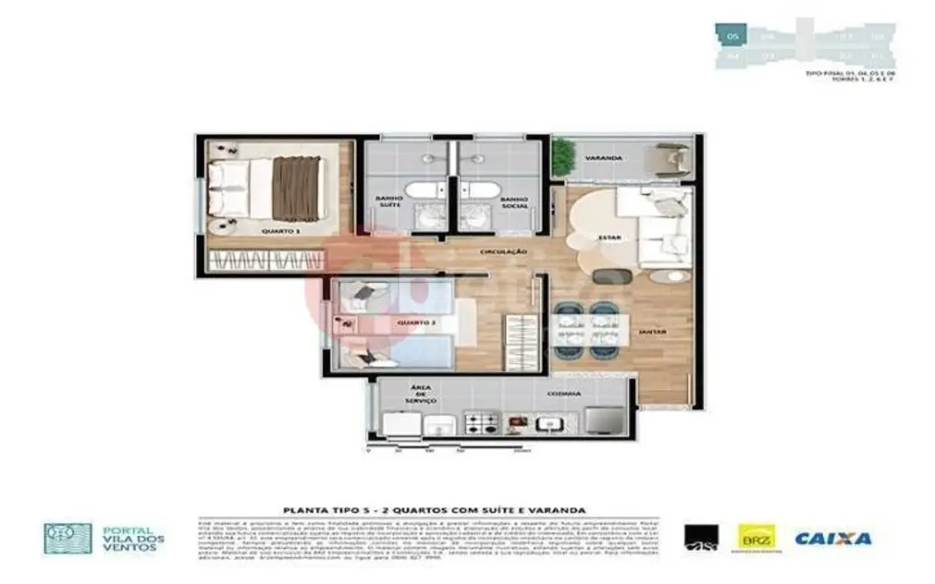 Apartamento com 2 quartos à venda, 53m2 em Sao Pedro Da Aldeia - RJ - imagem 8 Foto 8 de Apartamento com 2 quartos à venda, 53m2 em Sao Pedro Da Aldeia - RJ