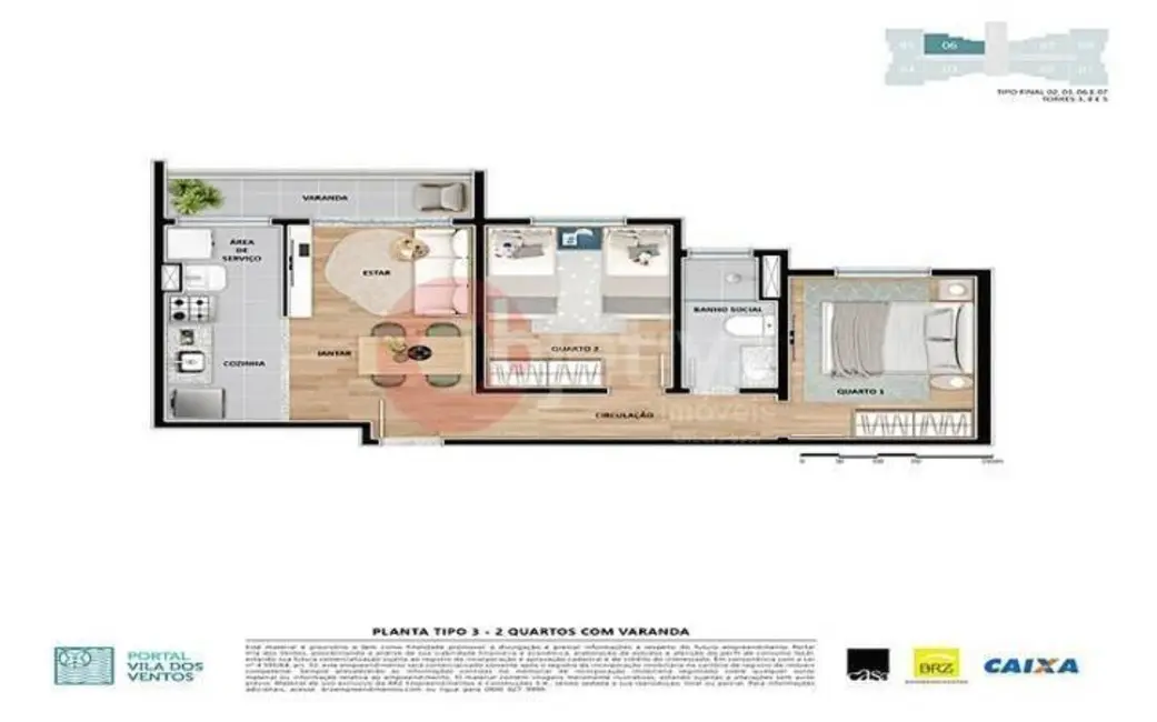 Apartamento com 2 quartos à venda, 53m2 em Sao Pedro Da Aldeia - RJ - imagem 9 Foto 9 de Apartamento com 2 quartos à venda, 53m2 em Sao Pedro Da Aldeia - RJ