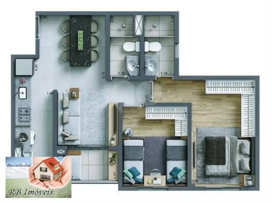 Foto 2 de Apartamento com 2 quartos à venda, 55m2 em Rudge Ramos, Sao Bernardo Do Campo - SP