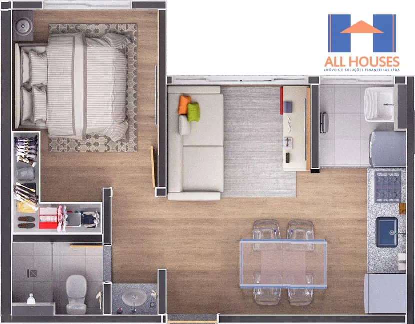 Apartamento com 1 quarto à venda, 33m2 em Aparecida De Goiania - GO - imagem 4 Foto 4 de Apartamento com 1 quarto à venda, 33m2 em Aparecida De Goiania - GO