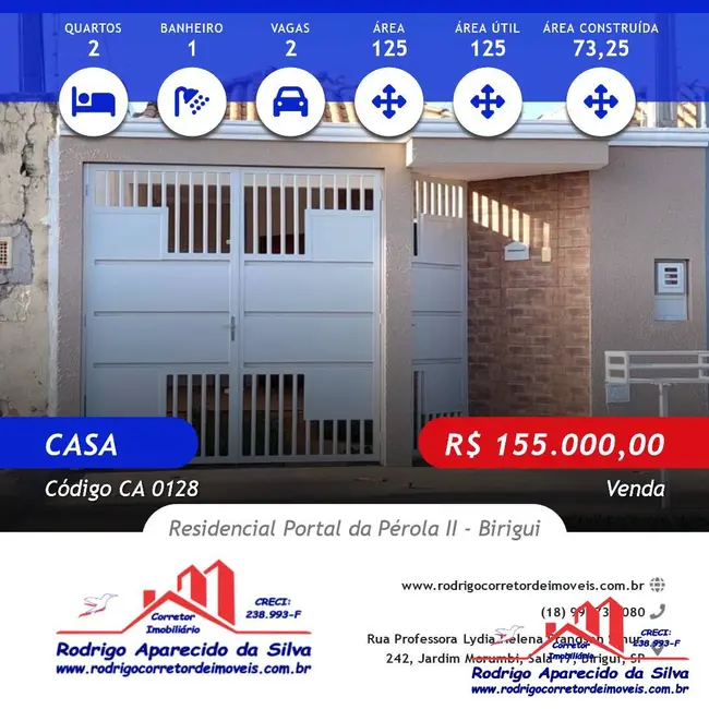 Foto 1 de Casa com 2 quartos à venda, 125m2 em Residencial Portal da Pérola II, Birigui - SP