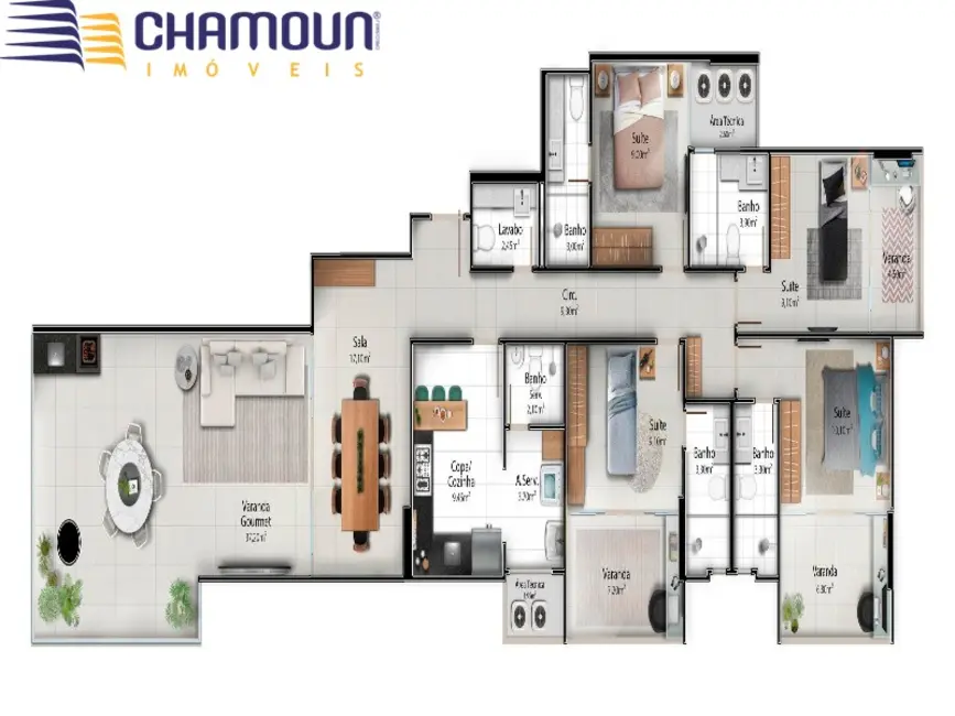 Apartamento com 4 quartos à venda, 163m2 em Praia do Morro, Guarapari - ES - imagem 5 Foto 5 de Apartamento com 4 quartos à venda, 163m2 em Praia do Morro, Guarapari - ES