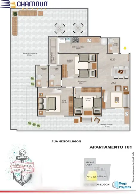 Apartamento com 3 quartos à venda, 98m2 em Praia do Morro, Guarapari - ES - imagem 6 Foto 6 de Apartamento com 3 quartos à venda, 98m2 em Praia do Morro, Guarapari - ES