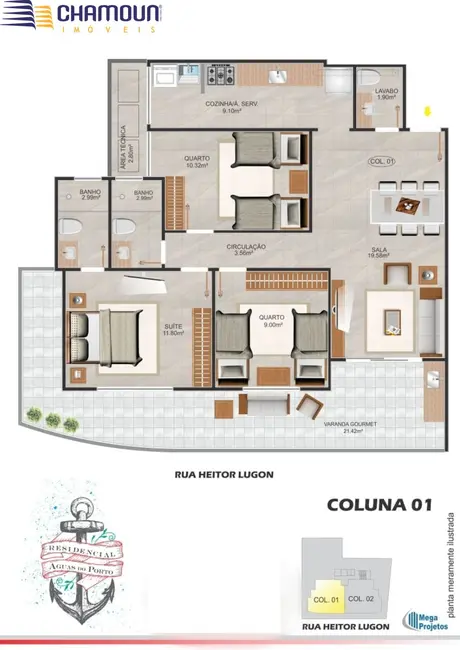 Apartamento com 3 quartos à venda, 98m2 em Praia do Morro, Guarapari - ES - imagem 5 Foto 5 de Apartamento com 3 quartos à venda, 98m2 em Praia do Morro, Guarapari - ES