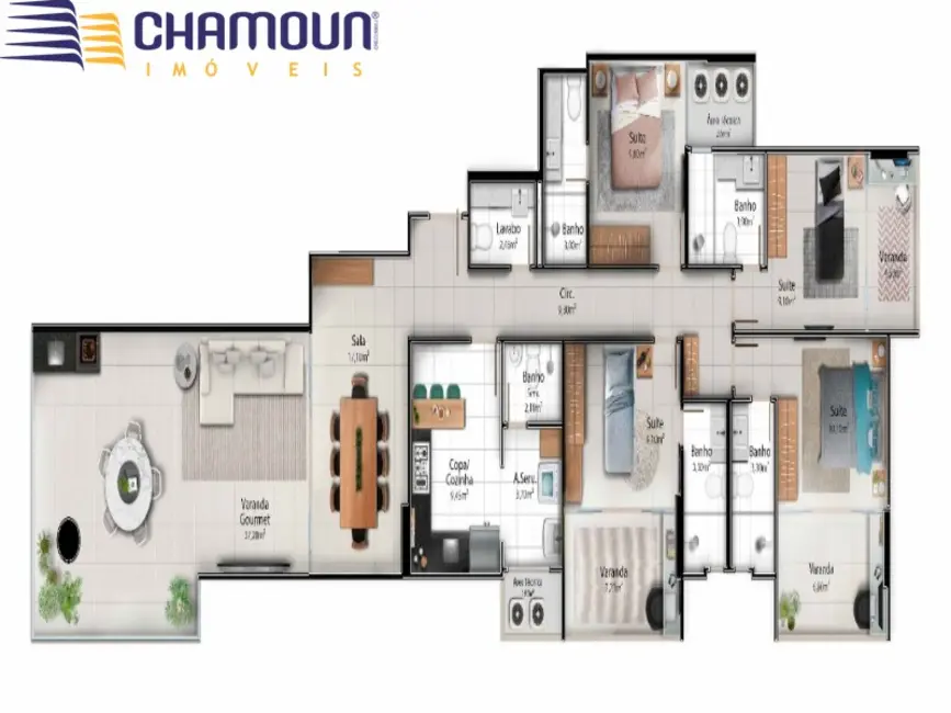 Apartamento com 3 quartos à venda, 105m2 em Praia do Morro, Guarapari - ES - imagem 4 Foto 4 de Apartamento com 3 quartos à venda, 105m2 em Praia do Morro, Guarapari - ES
