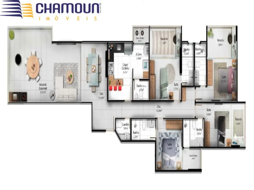 Apartamento com 3 quartos à venda, 105m2 em Praia do Morro, Guarapari - ES - imagem 5 Foto 5 de Apartamento com 3 quartos à venda, 105m2 em Praia do Morro, Guarapari - ES