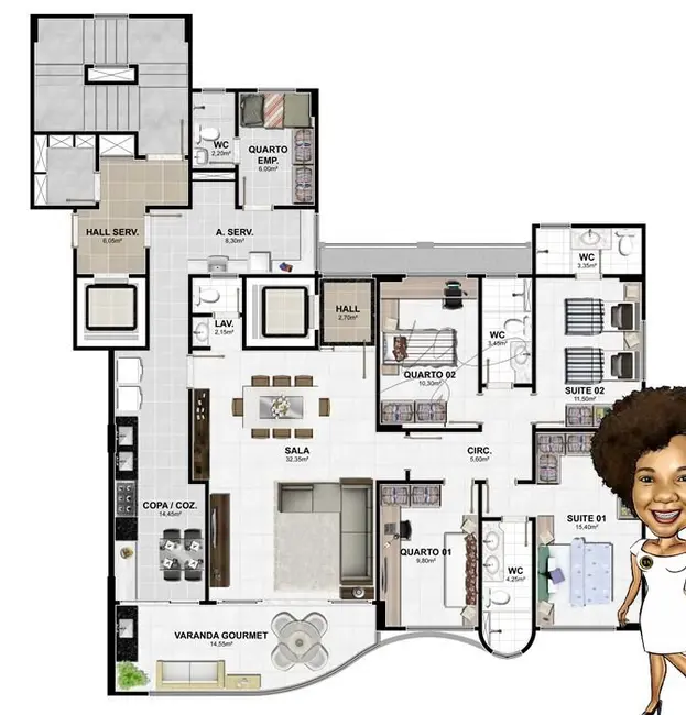 Apartamento com 4 quartos à venda, 176m2 em Farolândia, Aracaju - SE - imagem 4 Foto 4 de Apartamento com 4 quartos à venda, 176m2 em Farolândia, Aracaju - SE