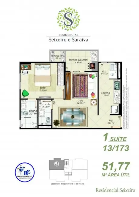 Foto 9 de Apartamento com 1 quarto à venda, 53m2 em Aviação, Praia Grande - SP