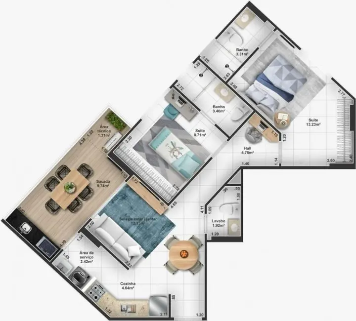 Apartamento com 2 quartos à venda, 74m2 em Guilhermina, Praia Grande - SP - imagem 8 Foto 8 de Apartamento com 2 quartos à venda, 74m2 em Guilhermina, Praia Grande - SP